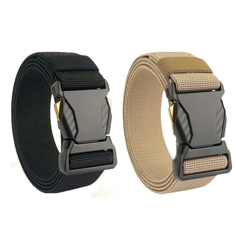 2 Pack Tactical Belt Men, 120cm Stretch Belt Adjustable Casual Work Belt