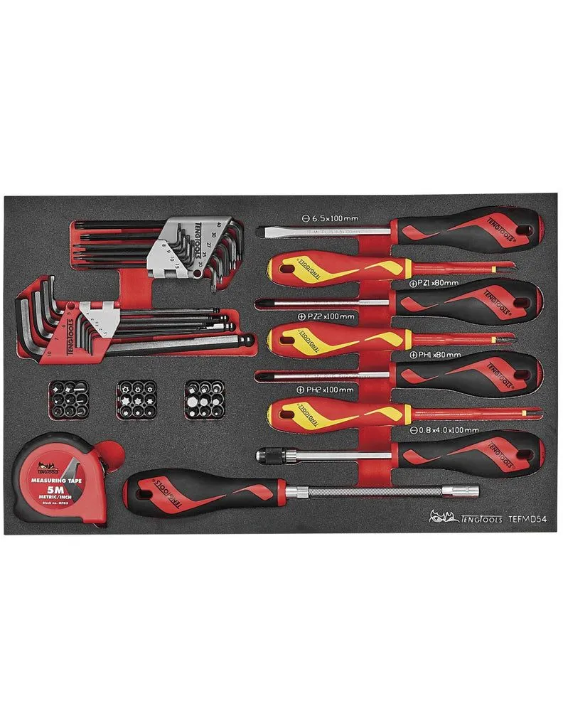 TengTools - 54 Piece Screwdriver & Hex/Torx Key Set in EVA Foam - TEFMD54