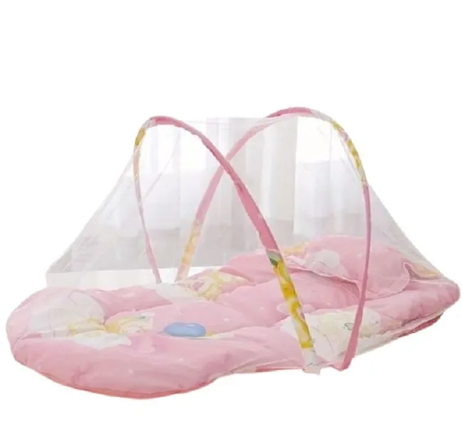 Baby Mosquito Net Tent - Foldable Portable Sunshade & Travel Crib - Pink