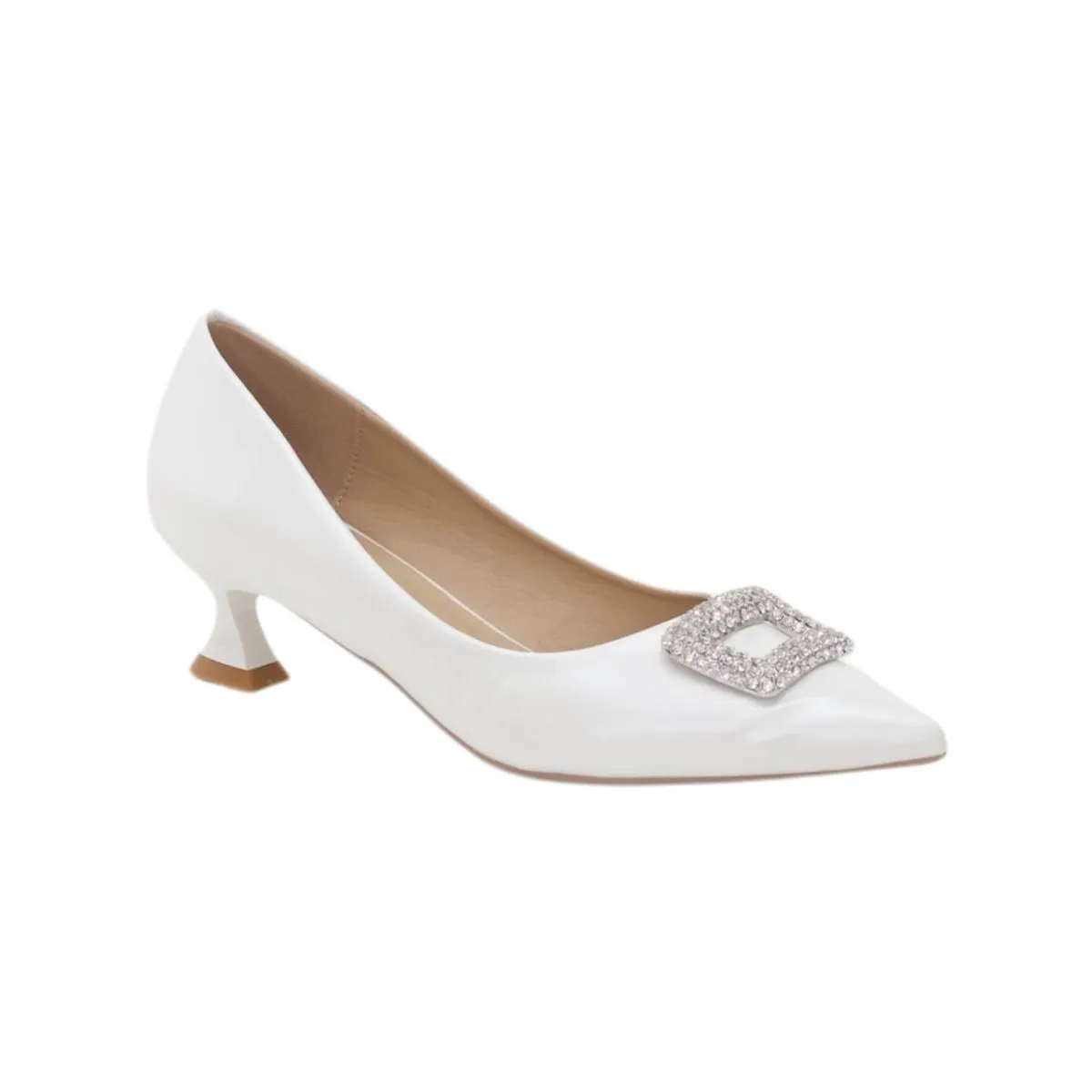 Maura 4.5cm Kitten Heel Court Shoes With A Reg Crystl-Embellished Trim White