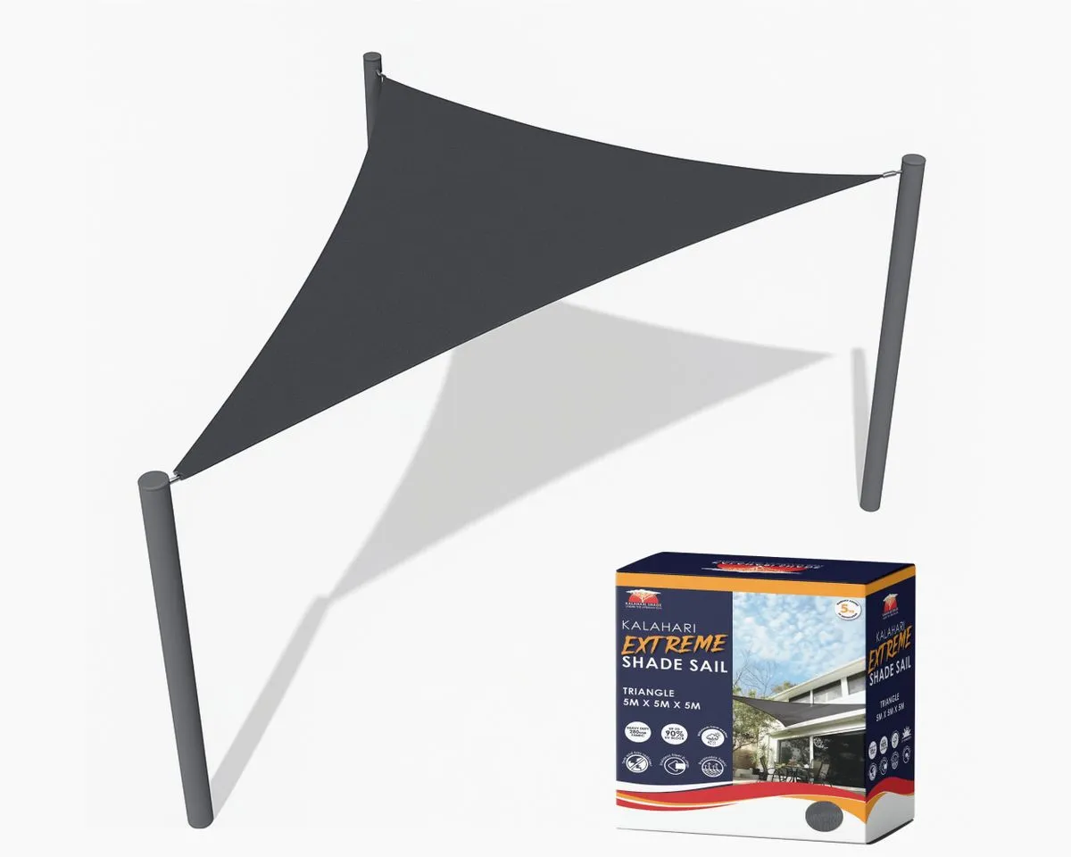 Kalahari Extreme Triangle Shade Sail 5×5×5m - Charcoal