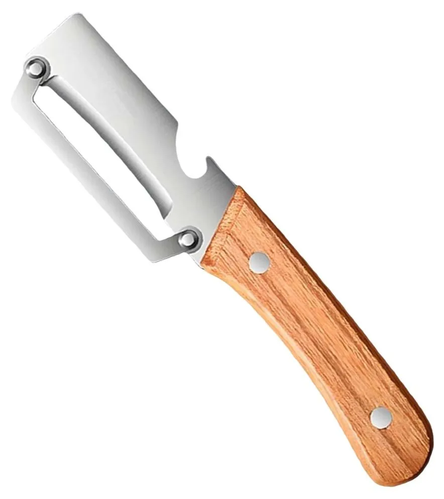 Premium 2-in-1 Wooden Vegetable Peeler & Bottle Opener