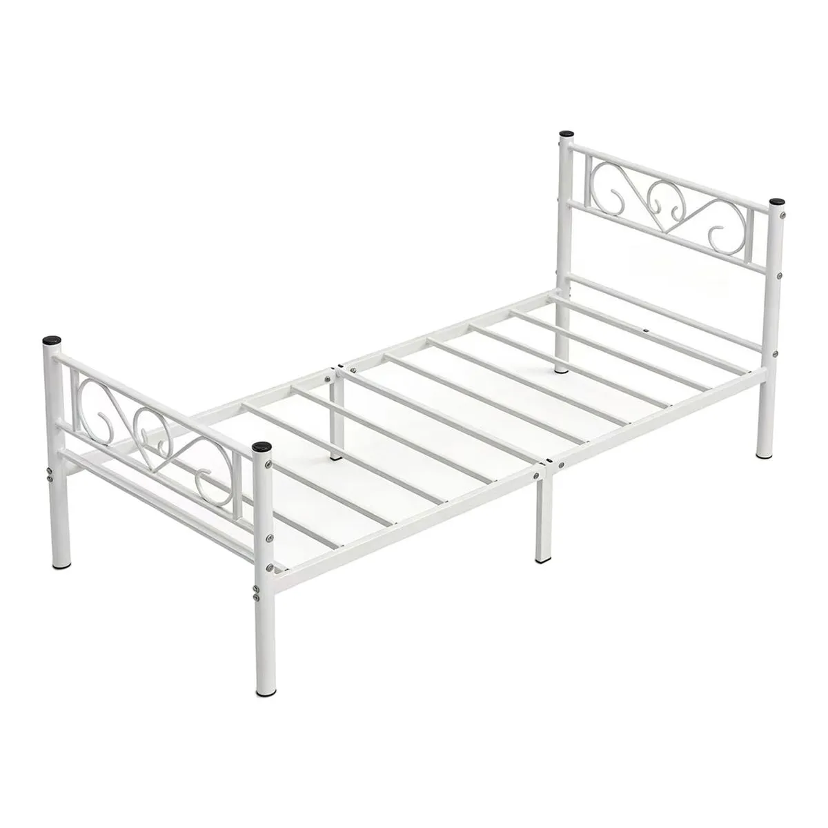 JIAGENG Single Metal Bed Frame 6-Leg with Headboard,Space Saving Design