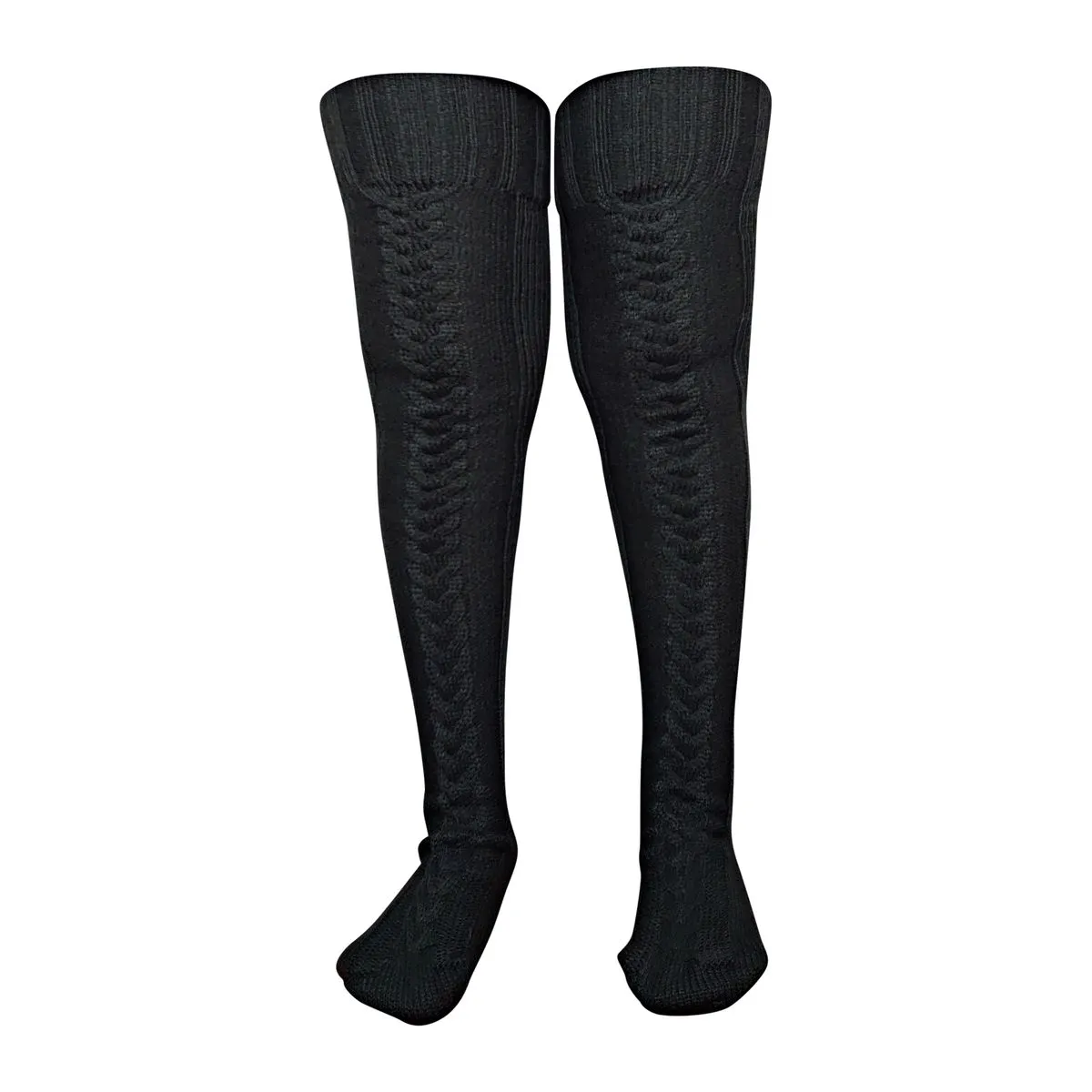 Unisex Winter Warmer Thigh High Socks - Black
