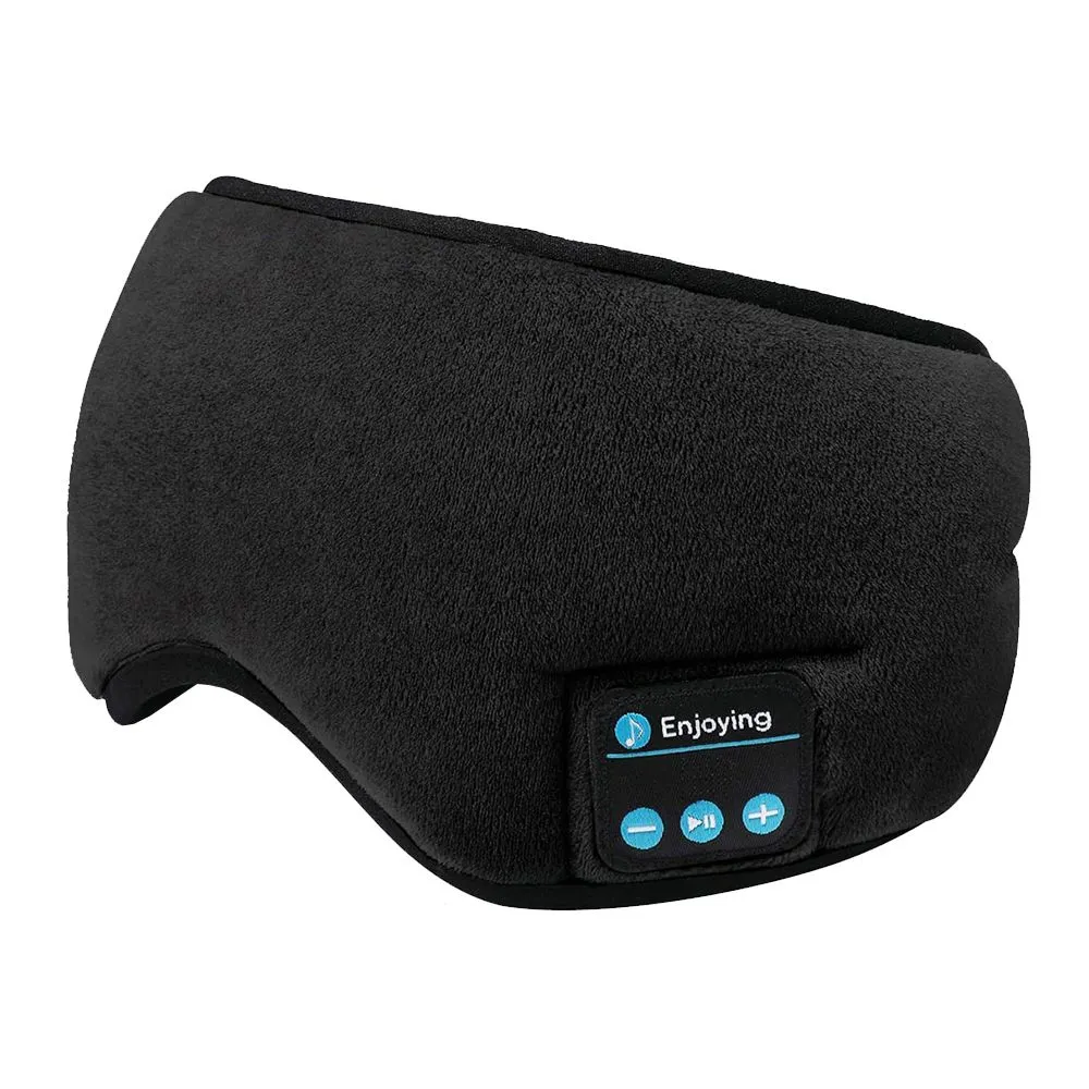 Soft Adjustable Cotton Sleep Music Eyemask with Bluetooth Headphone - Black - Black
