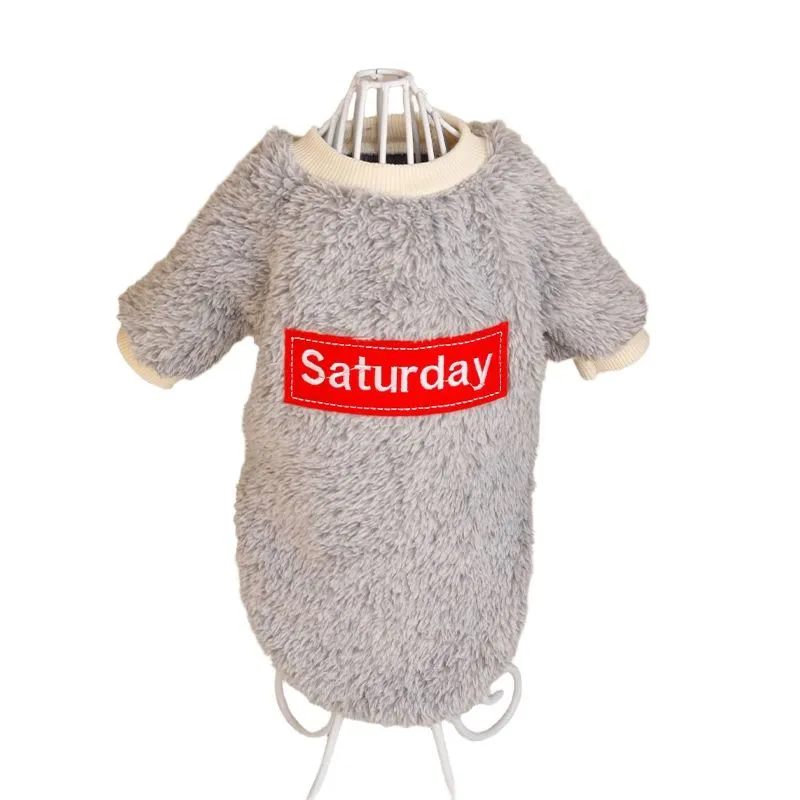 Small dog clothes thickened lamb fleece warm clothes gray S Pet Supplies