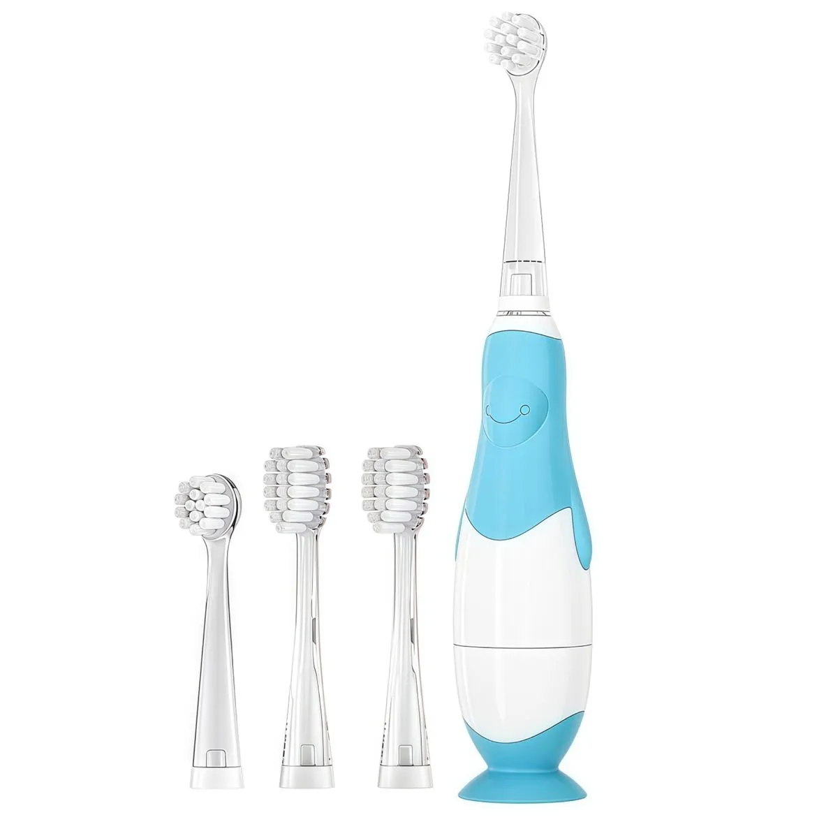 Toddler Electric Toothbrushes for 0-3 , Suction Base, 4 Brush Heads - Blue, White