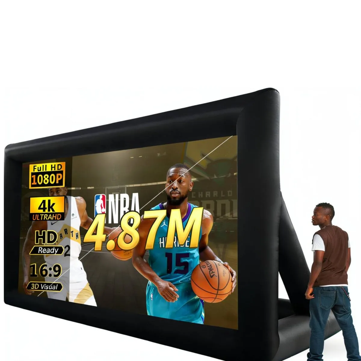 thl Inflatable Portable Projector Movie Screen with Air Blower Storage Bag
