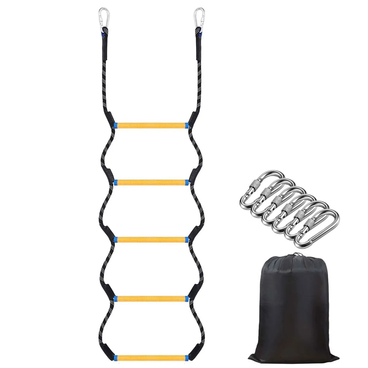 5 Step Boat Rope Ladder Portable Boarding Ladder Fishing Rope Ladder-145cm