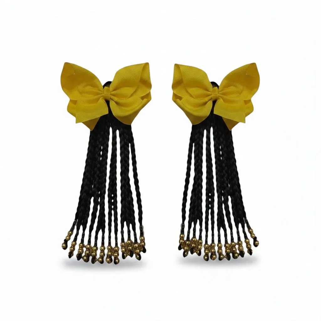 Pondo - 2 Pack braids ponytails with a yellow bow