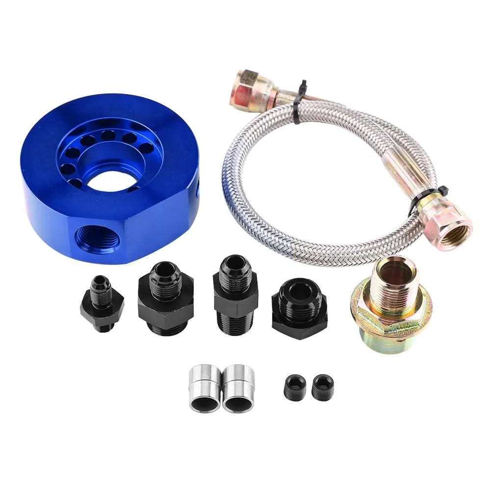 Oil Filter Sandwich Plate Cooler Compatible with Honda Acura B16 B18 Blue