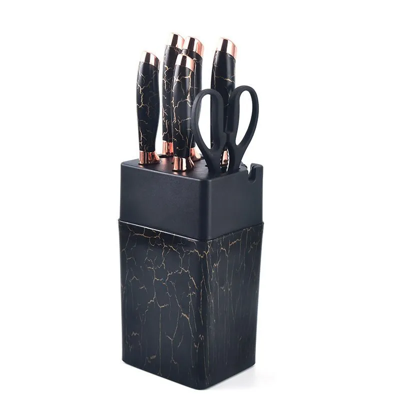 Non-Stick Coated 7 Pieces Knife Set For Home & Kitchen - Black