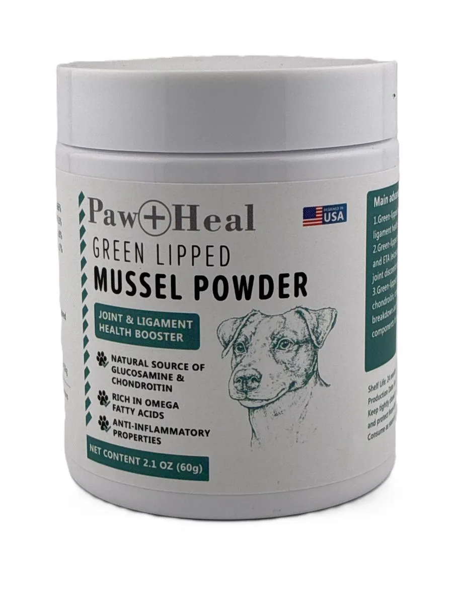 Paw & Heal - Green Lipped Mussel Powder For Dogs for Joints & Ligaments 60g