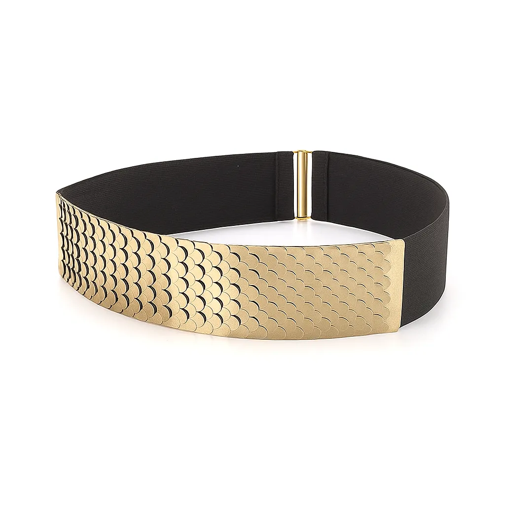 Women Metal Elastic Waist Belt for Dress In Gold And Silver - Gold