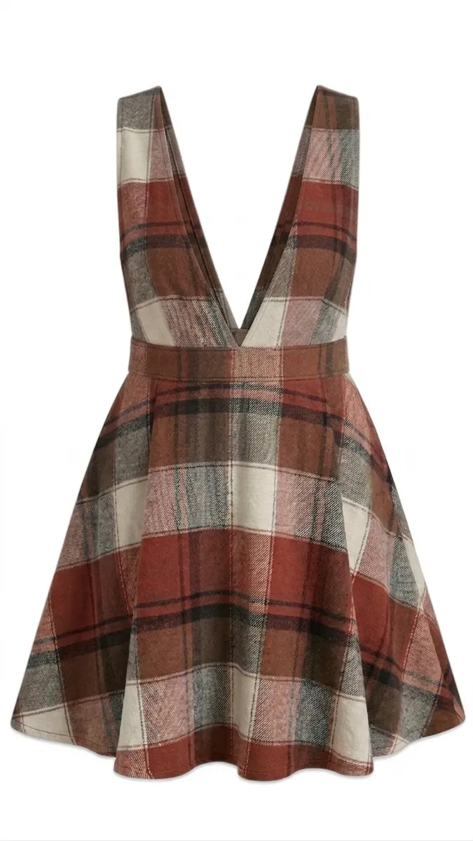 Winter Check Pinafore Mini dress