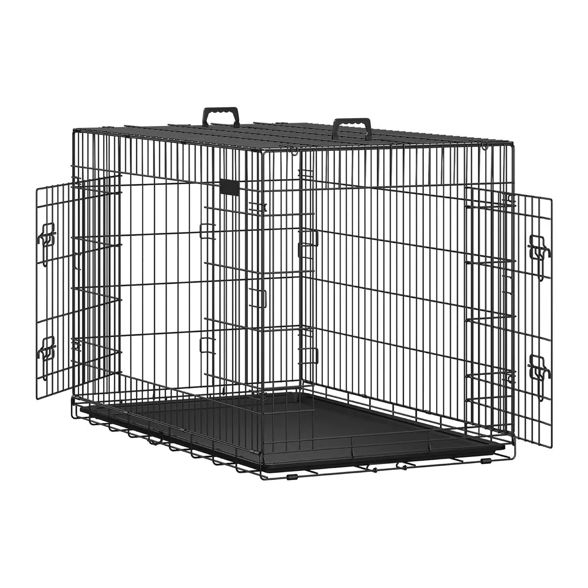 LASA Foldable Double-Door Pet Crate Secure Portable