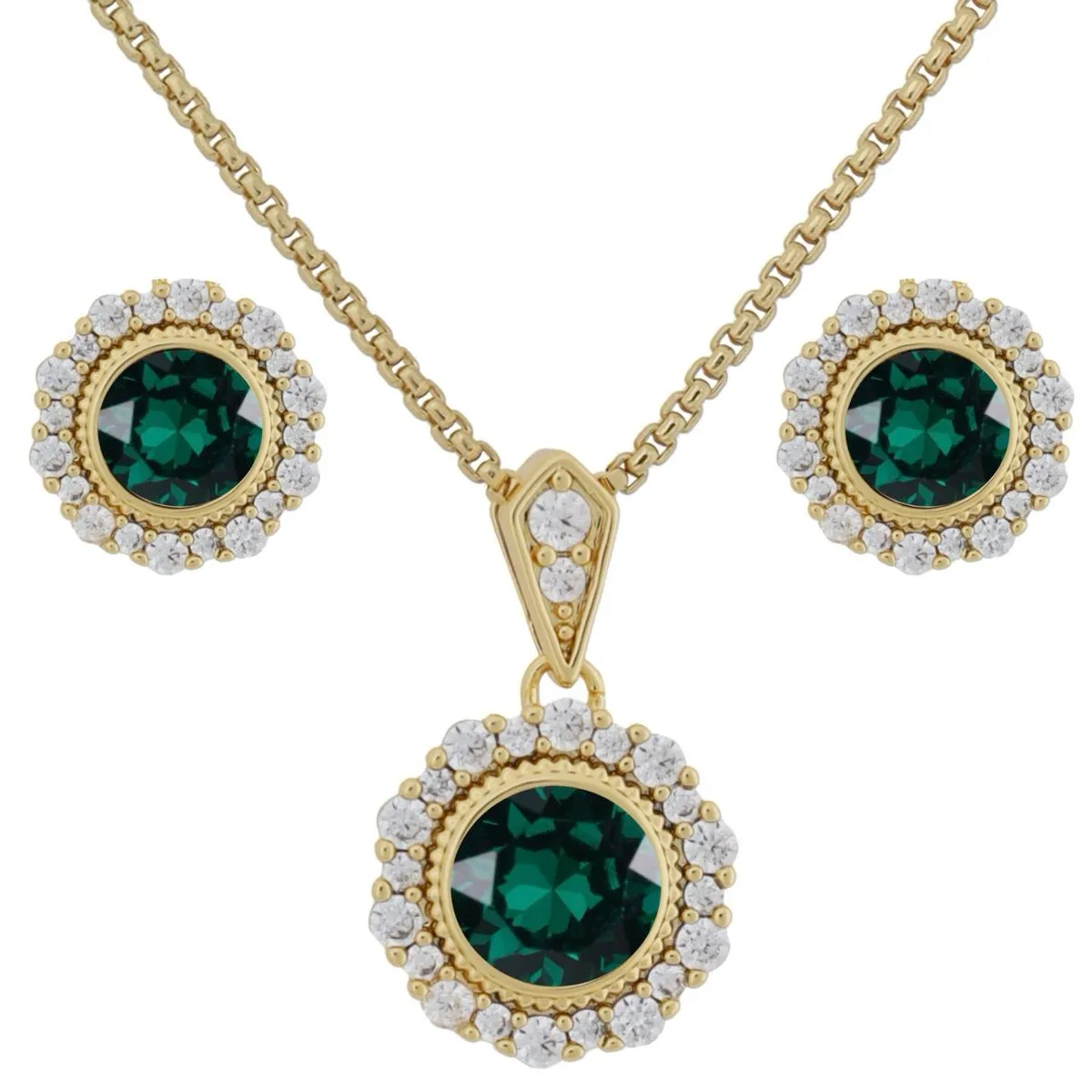 Civetta Spark - Recebba Jewellery Set - Emerald Crystal - Gold