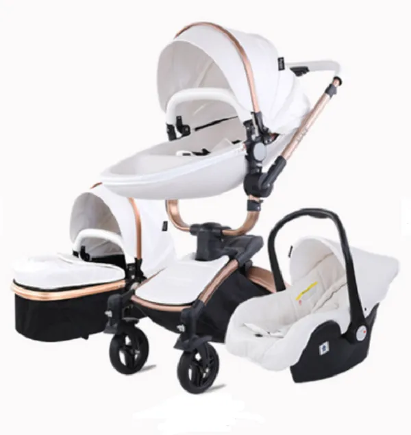 Luxury Baby Stroller Eggshell 360 Travel System - White