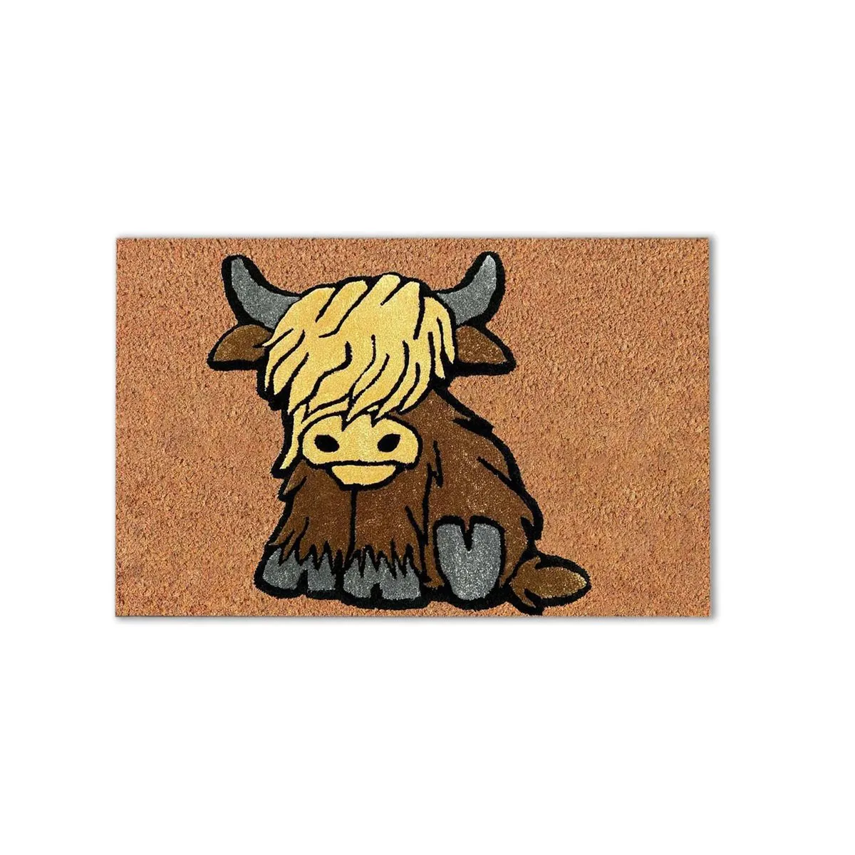 Decorative Doormat Non-Slip Highland Cow compatible with Indoor Outdoor