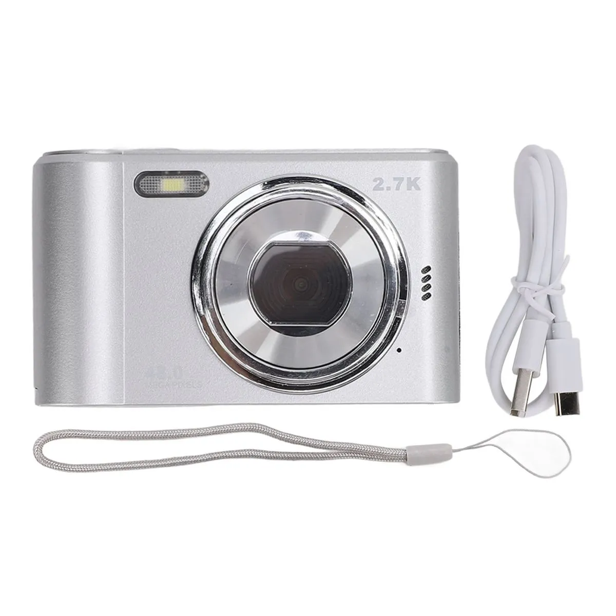 48MP HD Digital Camera - 2.7K Video, 8X Zoom, 2.4" IPS Silver