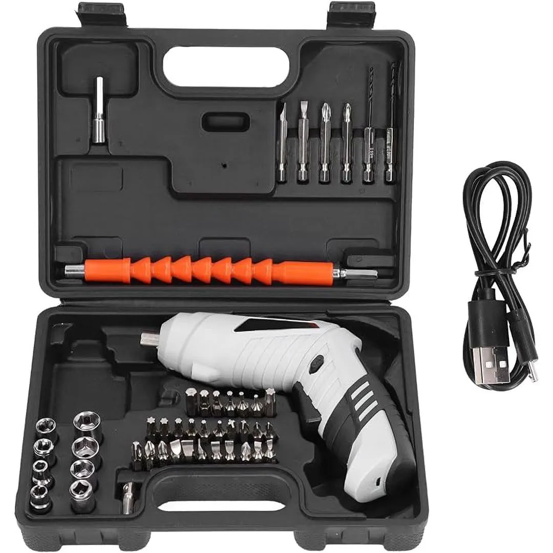 47 Pcs Electric Screwdriver Set Cordless USB Rechargeable With Bit & Socket
