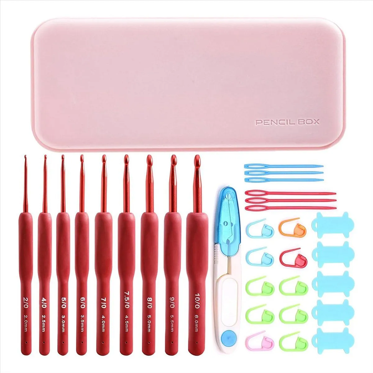32 Pcs Crochet Hooks Set Ergonomic Crochet Hooks with Case B