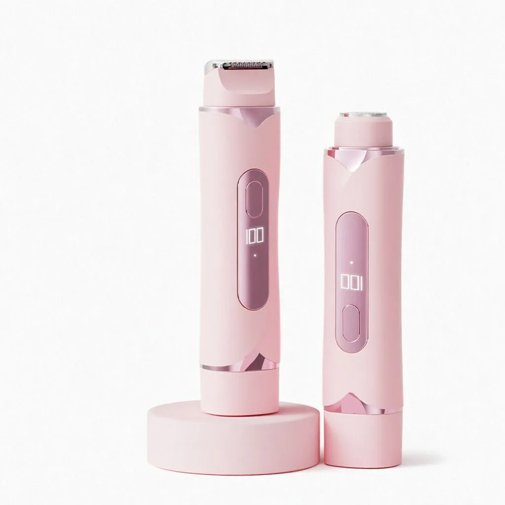 LCD Display Electric Trimmer, Portable Women Body Hair Remover - Pink
