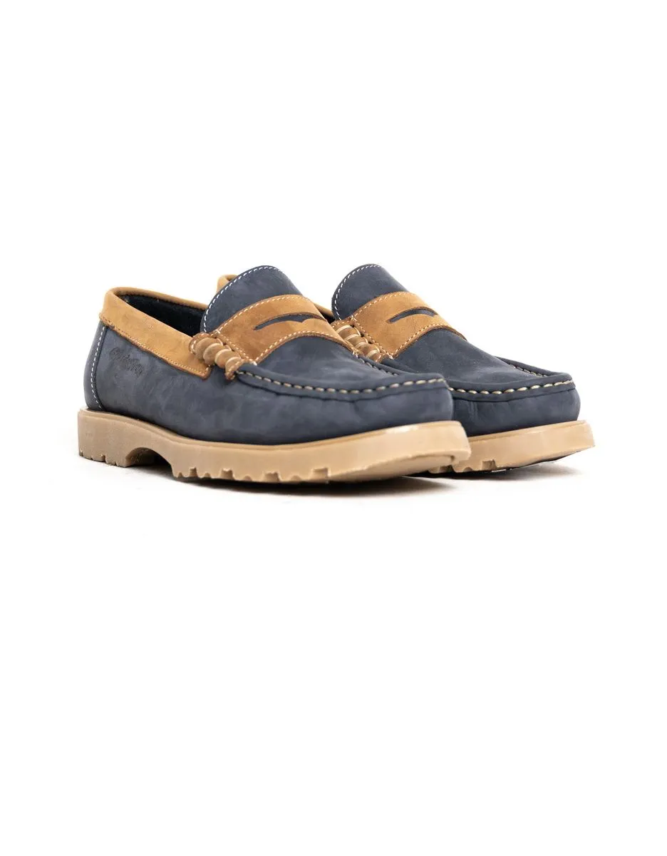 Grasshoppers Men Navy/DarkBrown Tony Slip-On Loafer