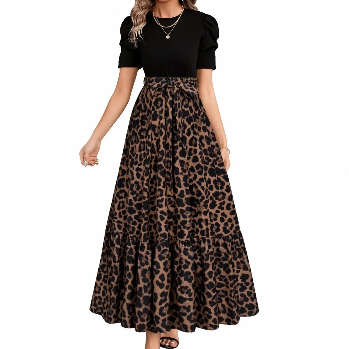 Women Micro-polyester A-Line Midi Dress