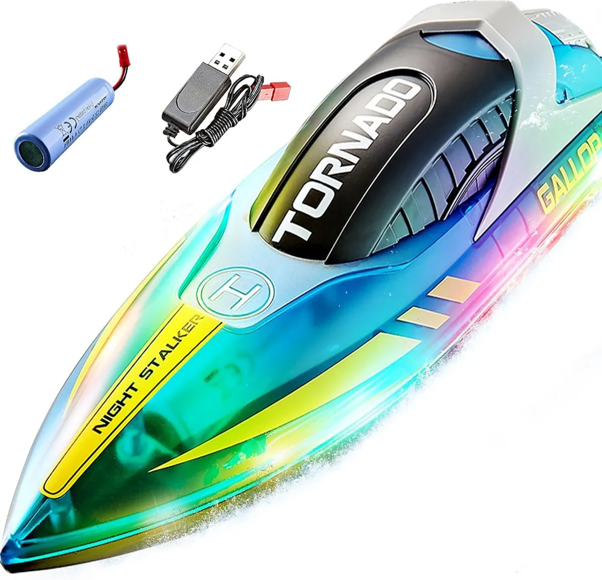 Remote Control Boats for 8-12, Fast RC Boat with LED Lights
