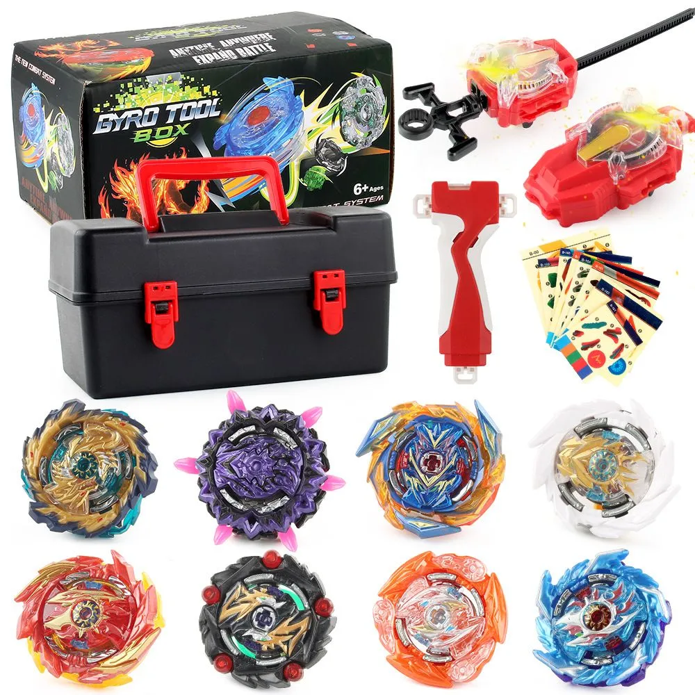 Battling Top Set, Burst Gyro Toys 10 Spinning Tops 2 Launchers