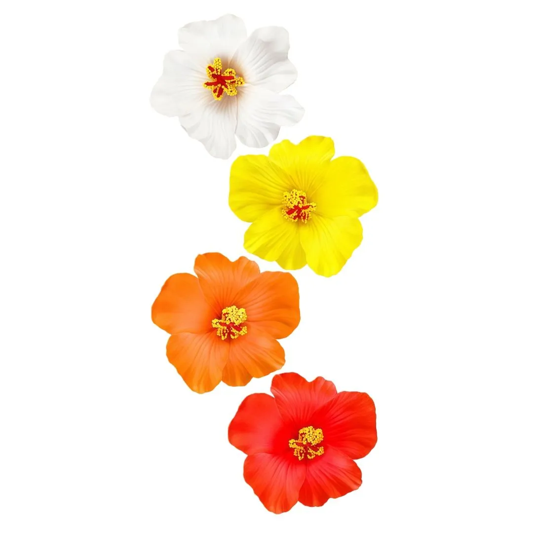 4 Pack Hawaiian Plumeria Flower Hair Clips For Women, Artificial Flowers - Orange, Yellow