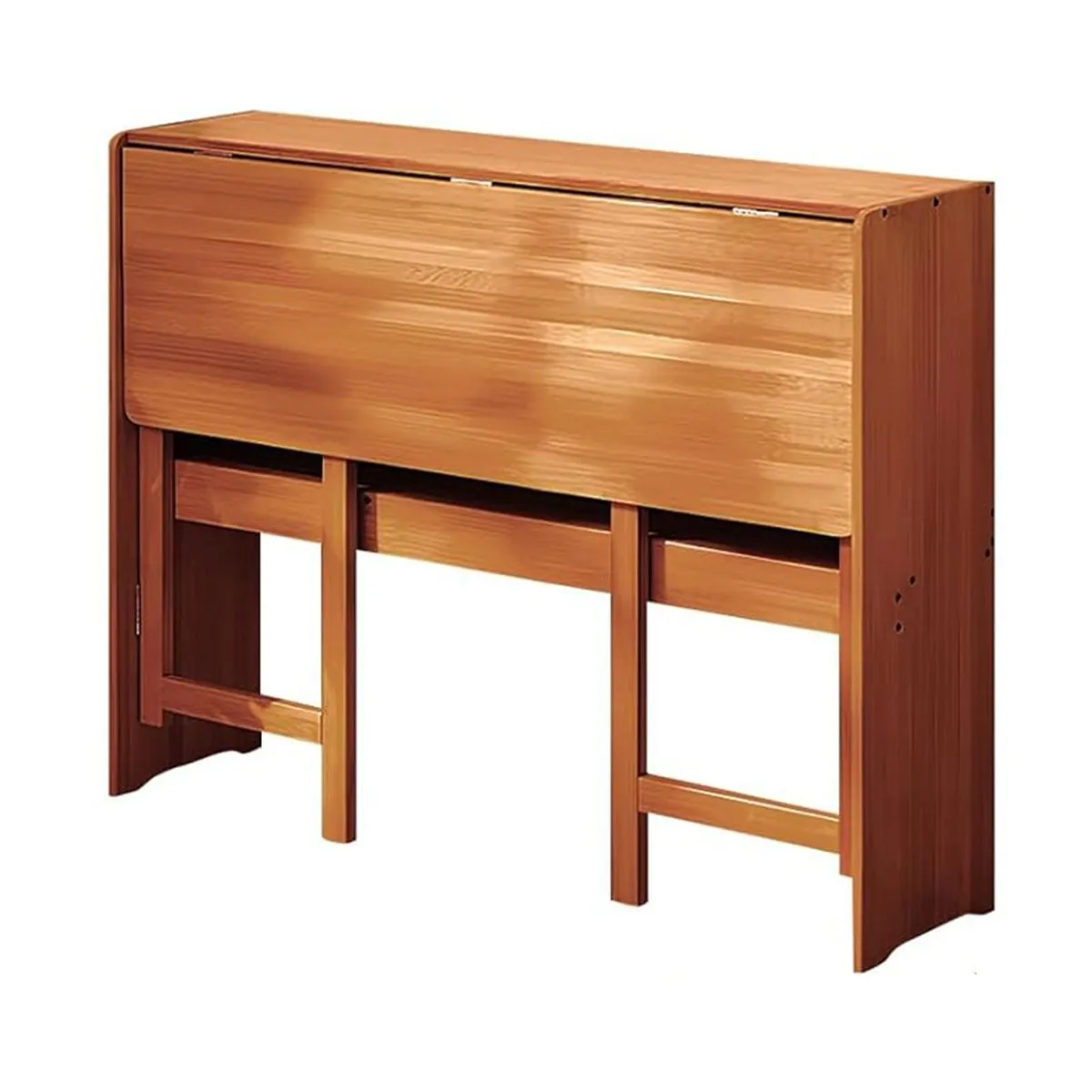 Foldable Study Table Office Computer Desk with Storage Space Workstation - Dark Brown