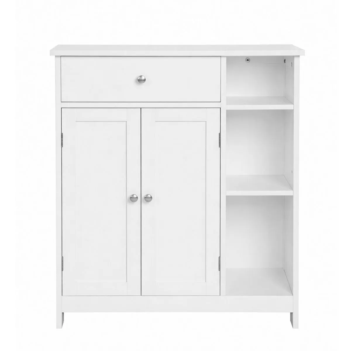 LAZAVA Floor Storage Cabinet Drawer Doors 3 Compartments White
