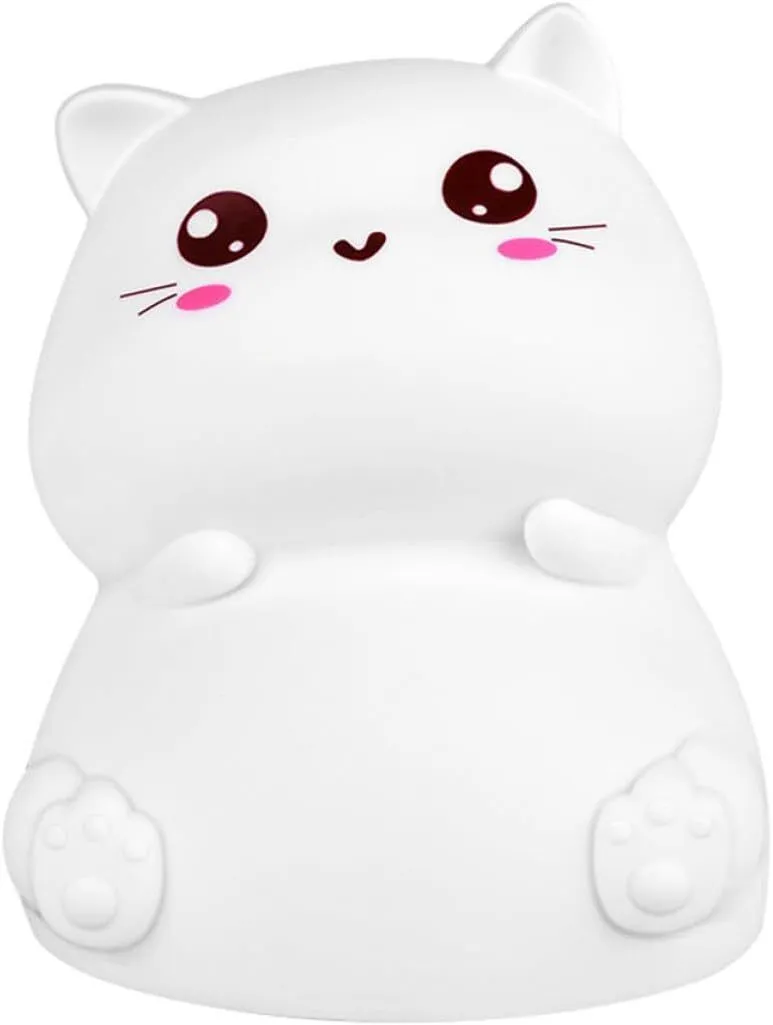 Silicone Cat Shaped Pat Lamp Night Light USB Rechargeable Color Changing