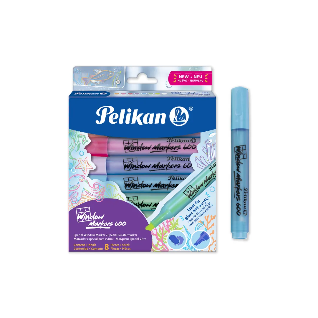 Pelikan Window Markers 600 Chisel Tip - 8 Colours, Assorted Colours