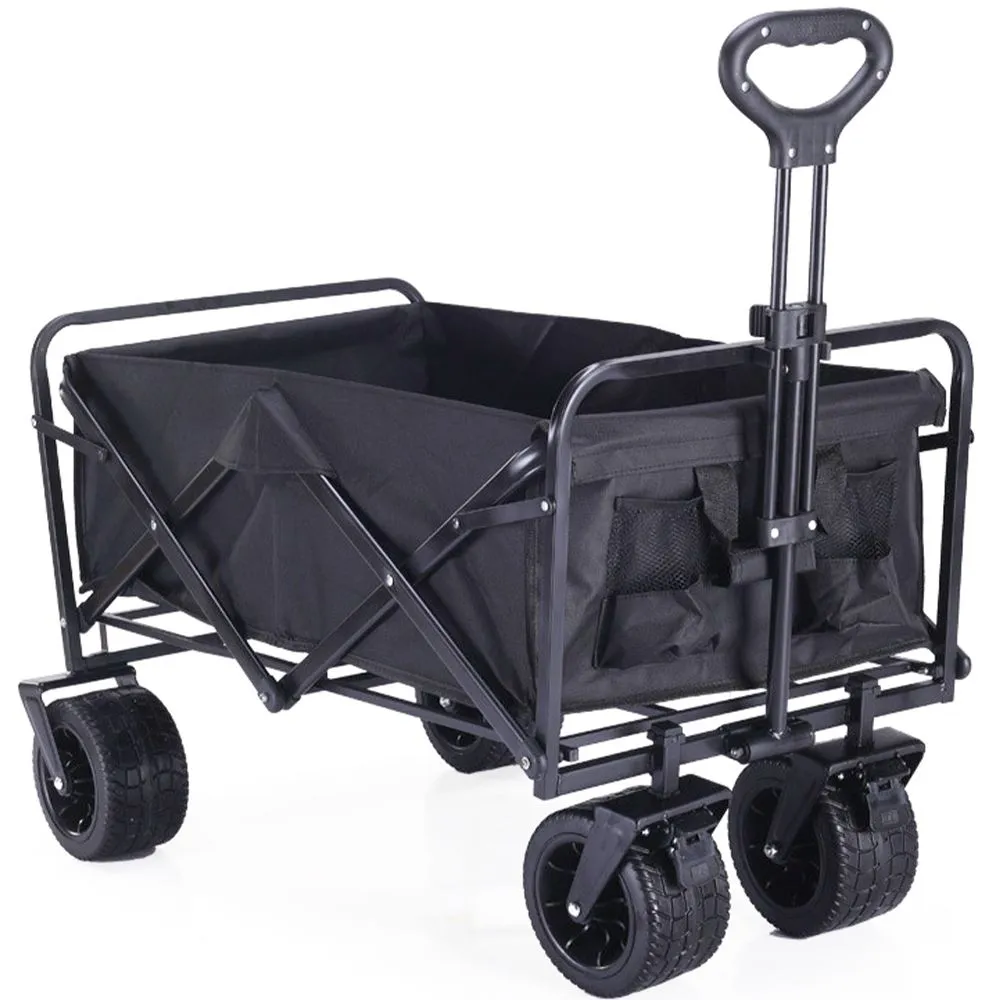 Outdoor Wagon Trolley Collapsible Cart Utility Wagon with 2 Lockable Wheels