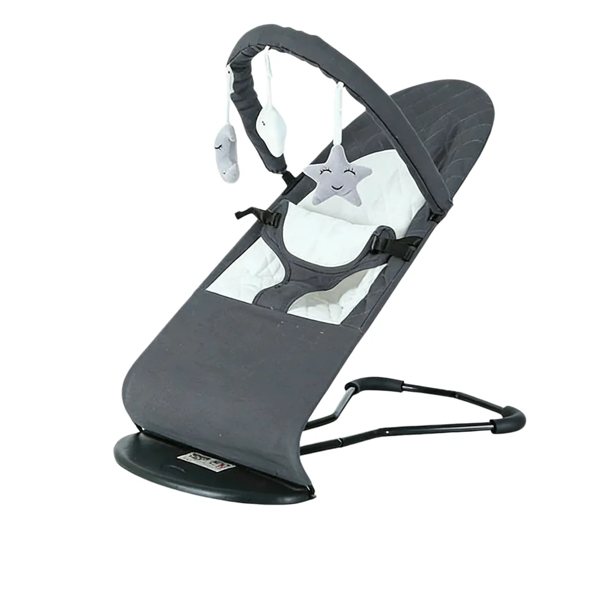 Upgraded Baby Bouncer, High Carbon Steel, 3-Point Harness, Foldable - Dark Gray