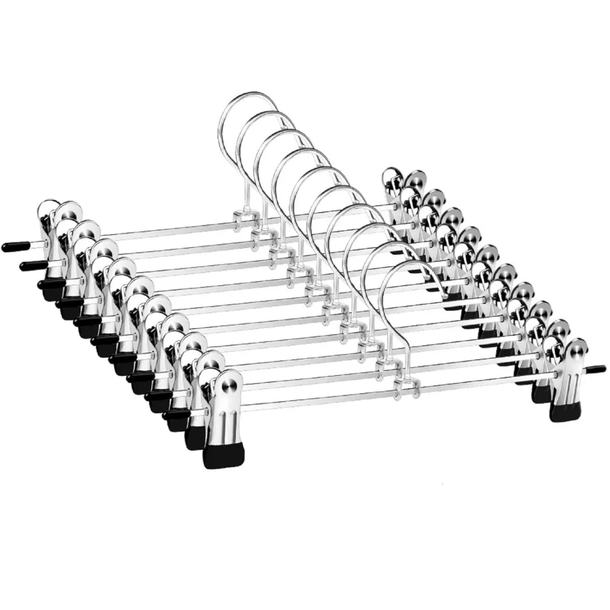 10 Pack Pants Hangers Skirts Hangers With Metal Clip & 360 Swivel Hooks