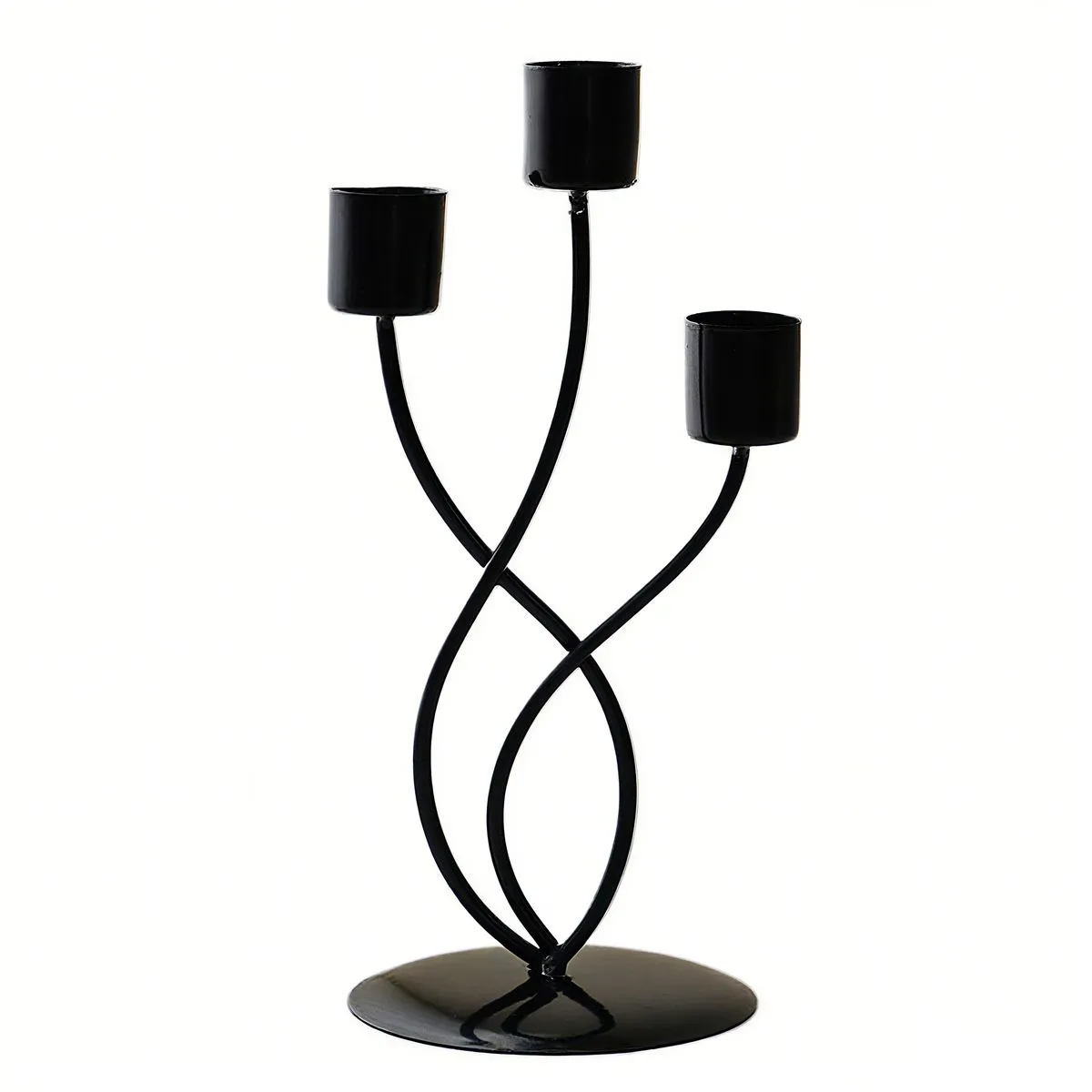 3 Stick Bent Candlestick Candle Holder 8 inch Stand Centerpiece Decoration - Black