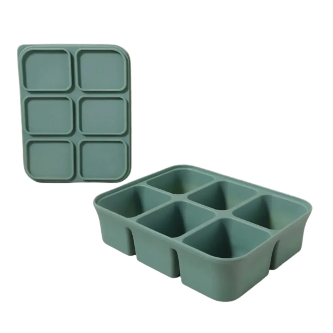 6-Compartment Baby Soft Silicone Easy Release , Meal Prep Food Storage Tray