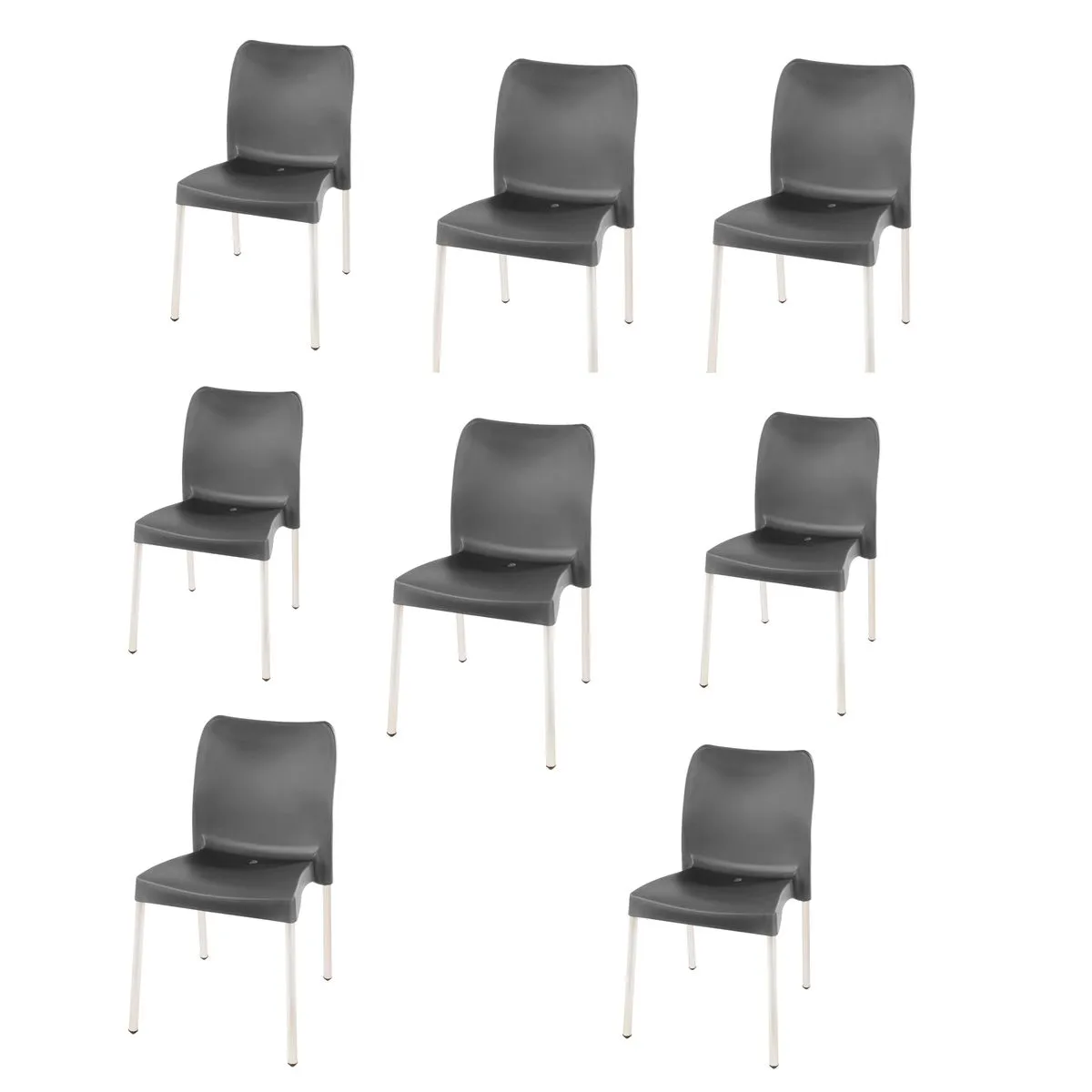 Set of 8 - Heavy Duty Bistro Chair - No Armrests - Charcoal