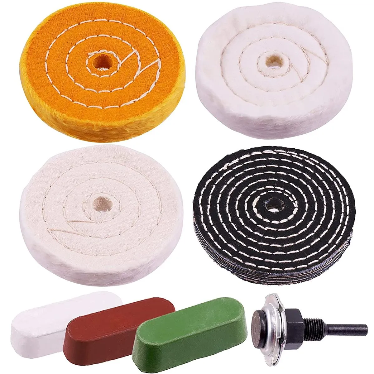 8Pcs 4 Inch Polishing Wheels Pad Denim Wheels with 3Pcs Polishing Compounds