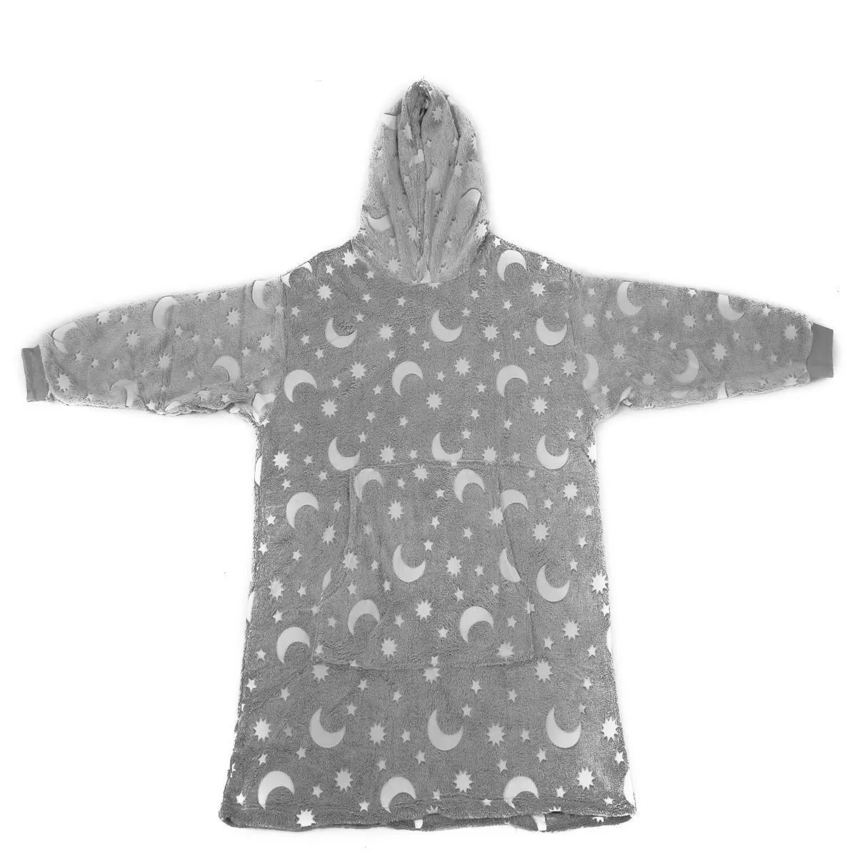 Glow in the Dark Hoodie / Blanket - Stars and Moons - Grey