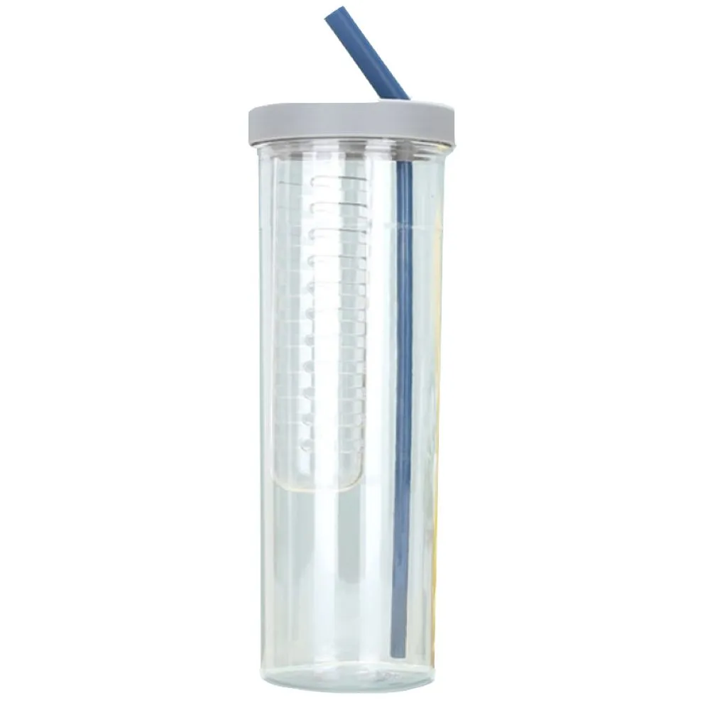 Home Sport Water Bottle With Fruit Infuser & Foldable Straw (700ml)