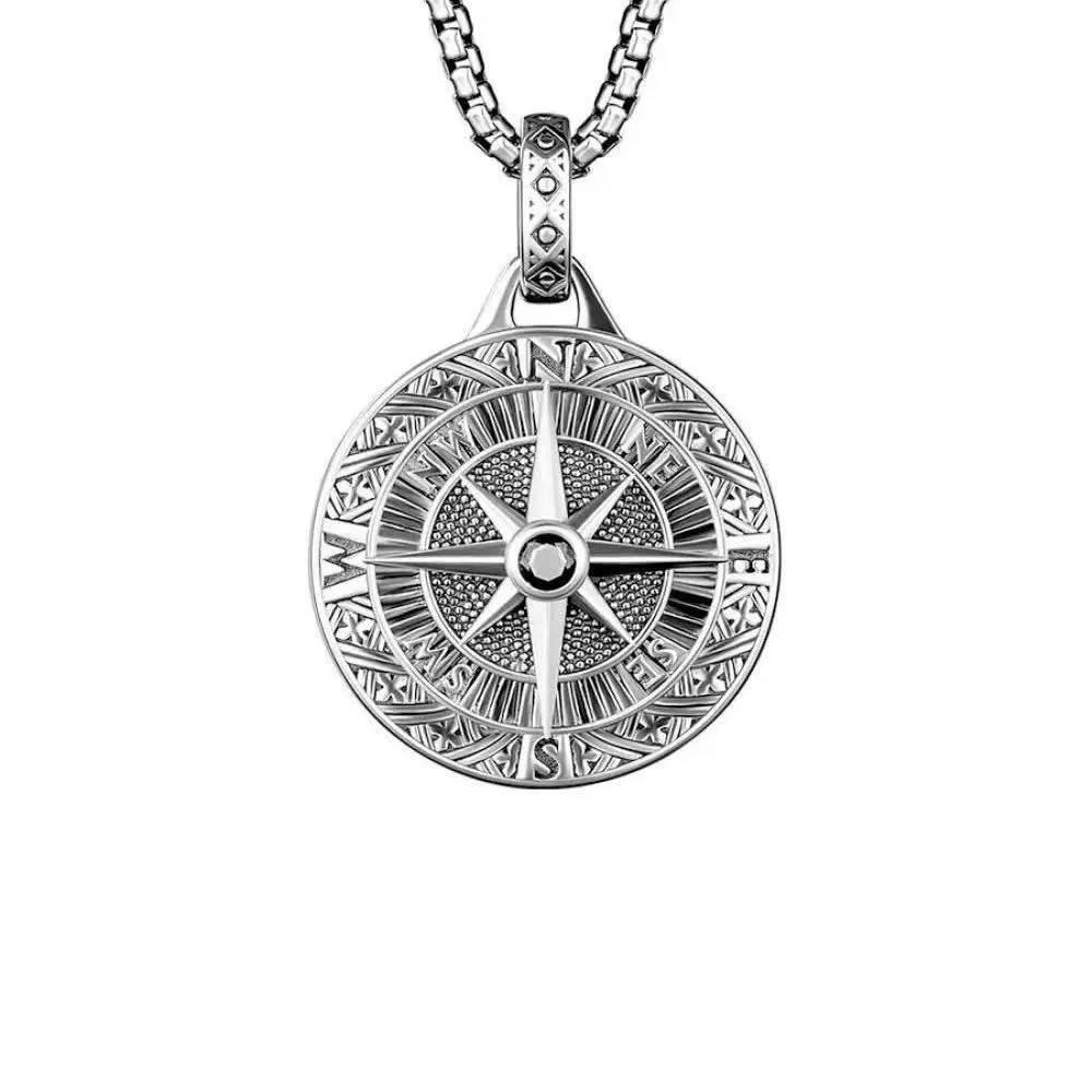 Compatible With Environmentally Friendly Alloy Compass Pendant Necklace For