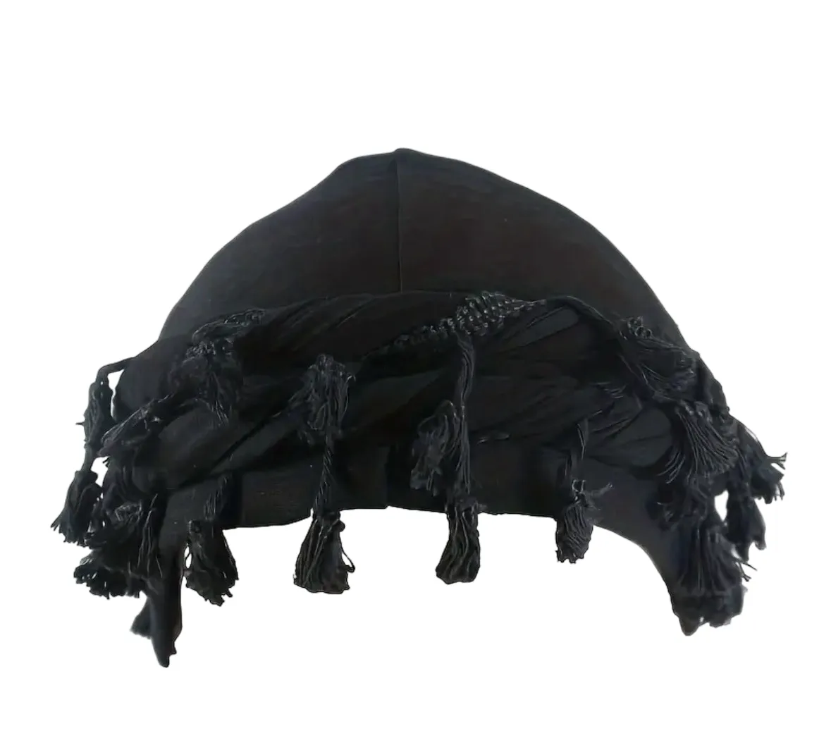 Unisex Turban Headwear With Tussle - Black