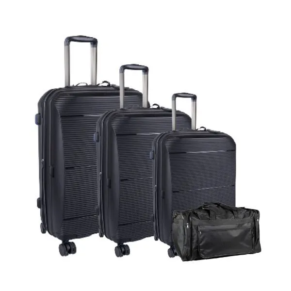 Cellini Qwest 3 Piece Luggage Set with Fold Up Duffle - Black