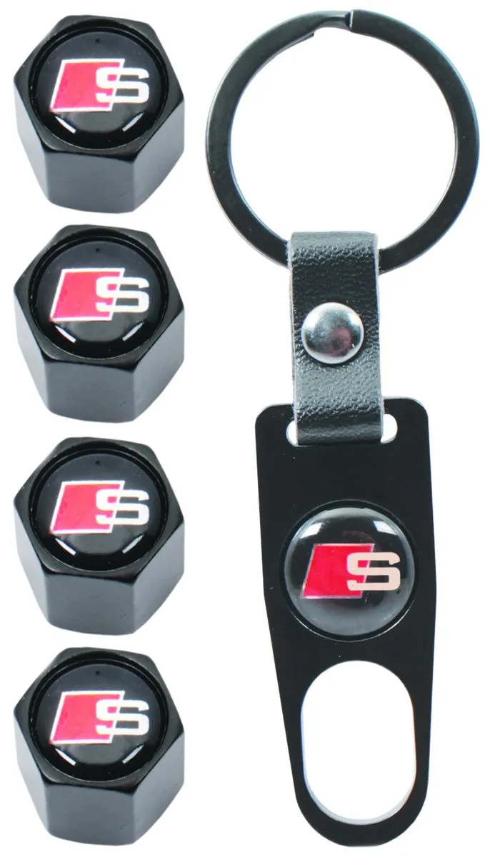 Audi S-Line Valve Cap and Key Ring Set