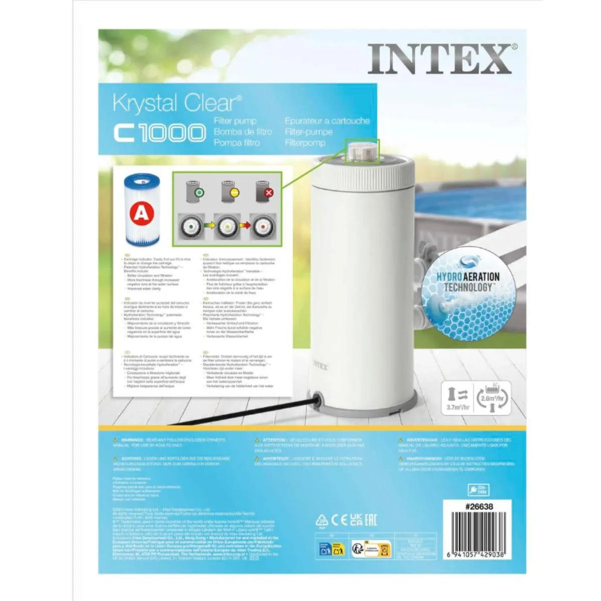Intex Filter Pump 220-240V - 3785 L/h Swimming Pool Water Pump